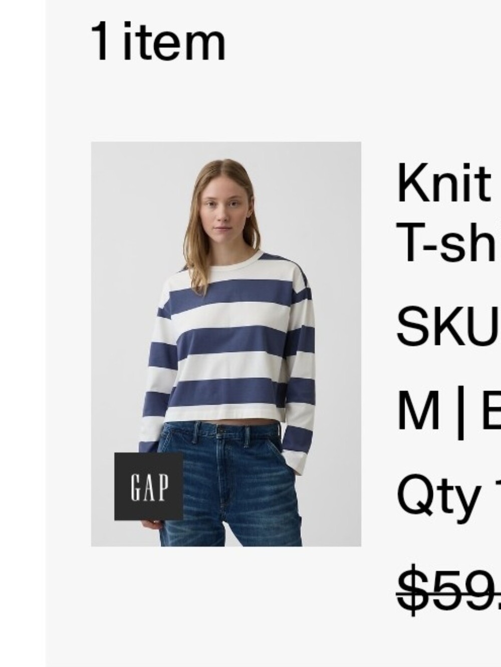 NWOT GAP Stripe T Shirt Sz M